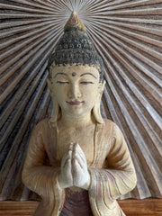 Balinese Cast Concrete Buddha Statue w/hand colouring - Bali Buddha Statue