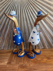 NEW Balinese Hand Carved Wooden Love Heart Duck - Bali Rice Paddy Duck
