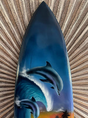 Bali Air Brushed Surfboard w/Dolphin Art Wall Decor 80cm - Bali Surfboard Art
