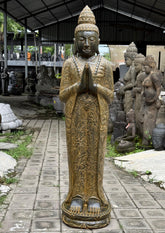 Balinese Master Carved LAVA Stone Buddha Statue w/Batik Cloak ETA MID MARCH 2026
