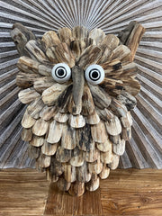 NEW Bali Handmade Driftwood Owl Wall Decor 3 Sizes - Bali Driftwood Wall Art