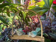 Balinese Hand Crafted Wood 2 Birds on Swing Hanger / Mobile - Bali Bird Mobile