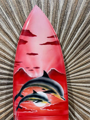 Bali Air Brushed Surfboard w/Dolphin Art Wall Decor 80cm - Bali Surfboard Art