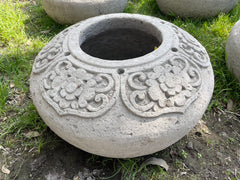 NEW Balinese Hand Crafted L Paras Donut Pot - Bali Feature Pot - Carved Bali Pot