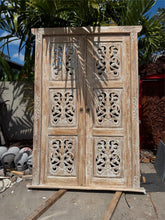 Authentic Balinese Teak Doors in Frame - Hand Carved Recycled Teak Bali Doors