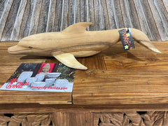Balinese Hand Carved Suar Wood Dolphin Sculpture - Dolphin Wood Carving