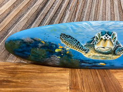 Bali Air Brushed Surfboard w/Turtle Wall Decor 80cm - Bali Surfboard Wall Art