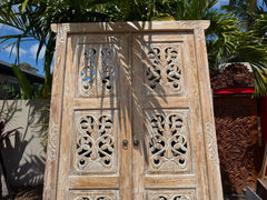Authentic Balinese Teak Doors in Frame - Hand Carved Recycled Teak Bali Doors