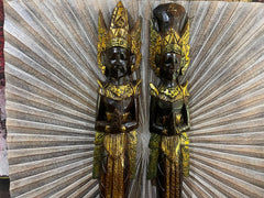 NEW Balinese Hindu Rama & Shinta Wood Carved Wall Sculptures - BALI Wall Art 1m