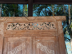 Authentic Balinese Teak Doors in Frame - Hand Carved Recycled Teak Bali Doors