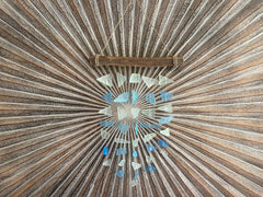 Balinese Sea Glass w/Wood Top Windchime / Mobile - Glass Chime Decor Hanger