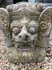 Hand Carved Paras Bali Barong Pot - Bali Barong Feature Pot - Carved Bali Pot