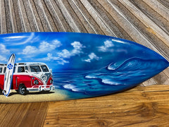 Bali Air Brushed Surfboard w/Combi Van Wall Decor 80cm - Bali Surfboard Wall Art