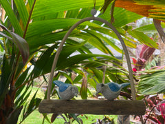 Balinese Hand Crafted Wood 2 Birds on Swing Hanger / Mobile - Bali Bird Mobile