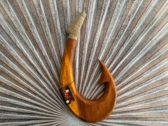 Hand Crafted Polynesian Fishing Hook Wall Art - NZ Maori Suar Wood Fishing Hook