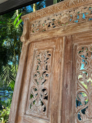 Authentic Balinese Teak Doors in Frame - Hand Carved Recycled Teak Bali Doors