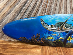 Bali Air Brushed Surfboard w/Turtle Wall Decor 80cm - Bali Surfboard Wall Art