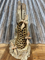 Balinese Hand Carved Teak Wood Bee's on Hive Sculptures - Wooden Bee Sculpture