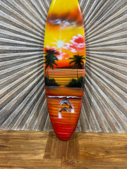 Bali Air Brushed Surfboard w/Dolphin Art Wall Decor 80cm - Bali Surfboard Art