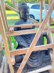 NEW Balinese Master Carved LAVA Stone Buddha Statue w/Cloak - RARE PIECE!!