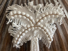 Balinese Hand Crafted Shell / White Cord Palm Tree Wall Art - Bali Palm Tree