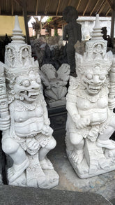 Balinese Set 2 1m Raksasa Cast & Carved Concrete Statues - Bali Entry Statues