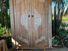 Authentic Balinese Teak Doors in Frame - Hand Carved Recycled Teak Bali Doors