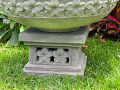 Balinese Hand Crafted Frangipani Water Bowl / Bird Bath or Pot / Bowl on Stand