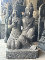 NEW Hand Carved Polished Greenstone Balinese Rama & Shinta Statue - Bali Garden