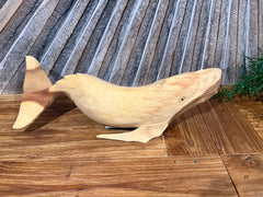 Balinese Hand Carved Raw Suar Wood Whale Sculpture - Whale Wood Carving