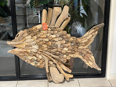 LARGE Bali Handmade Driftwood Fish Wall Decor 130cm - Bali Driftwood Wall Art