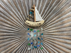 Balinese Sail Boat Sea Glass Windchime / Mobile - Glass Chime Decor Hanger