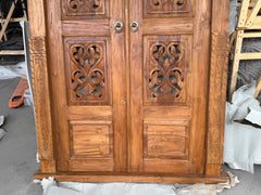 Authentic Balinese Teak Doors in Frame - Hand Carved Recycled Teak Bali Doors