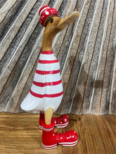 NEW Balinese Hand Carved Wooden S Striped Duck - Bali Rice Paddy Duck