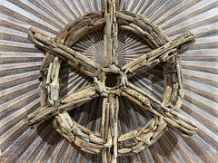 Bali Handmade Driftwood Ships Steering Wheel - Bali Nautical Wall Art