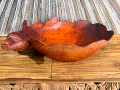 NEW Balinese Hand Carved Suar Wood Dolphin Bowl - Bali Carved Dolphin Bowl 40cm