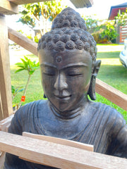 NEW Balinese Master Carved LAVA Stone Buddha Statue w/Cloak - RARE PIECE!!