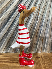 NEW Balinese Hand Carved Wooden S Striped Duck - Bali Rice Paddy Duck