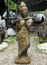 Balinese Master Carved LAVA Stone Krishna Statue - AMAZING RARE PIECE!!