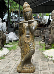 Balinese Master Carved LAVA Stone Krishna Statue - AMAZING RARE PIECE!!