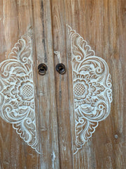 Authentic Balinese Teak Doors in Frame - Hand Carved Recycled Teak Bali Doors
