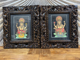 Balinese Traditional Painting w/Bali Carved Frame - Traditional Ganesha Painting