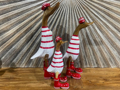 NEW Balinese Hand Carved Wooden L Striped Duck - Bali Rice Paddy Duck