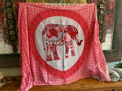 Bali Beach Sarong - Elephant Print Sarong - Bikini Cover Up - Bali Sarong Red