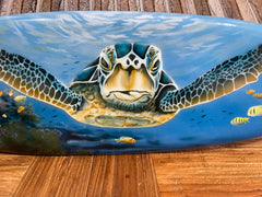 Bali Air Brushed Surfboard w/Turtle Wall Decor 80cm - Bali Surfboard Wall Art