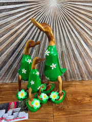 NEW Balinese Hand Carved Wooden M Flower Duck - Bali Rice Paddy Duck