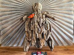 NEW Bali Handmade Driftwood Turtle Wall Decor 85cm - Bali Driftwood Wall Art