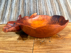NEW Balinese Hand Carved Suar Wood Dolphin Bowl - Bali Carved Dolphin Bowl 30cm