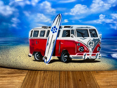 Bali Air Brushed Surfboard w/Combi Van Wall Decor 80cm - Bali Surfboard Wall Art