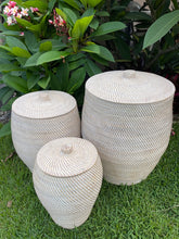 Balinese Hand Woven Rattan Laundry Basket w/Lid - 3 Sizes - Clothes Basket